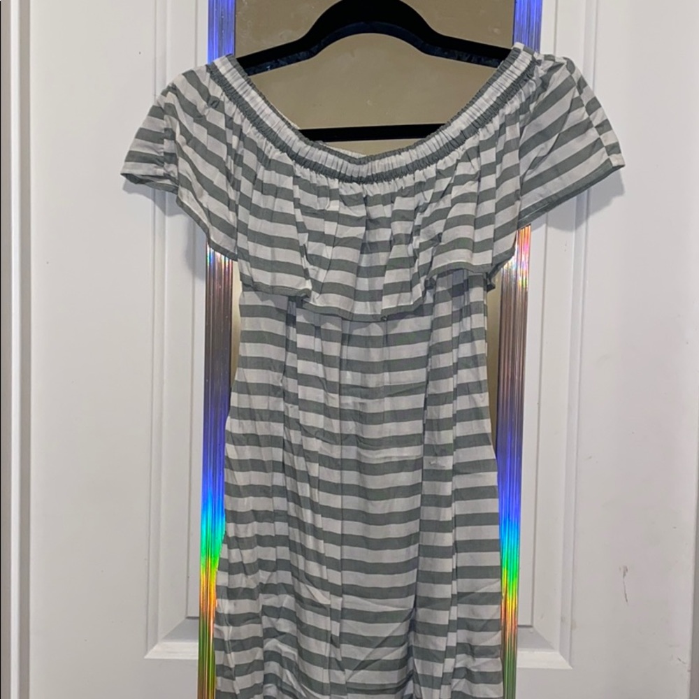 striped off the shoulder dress